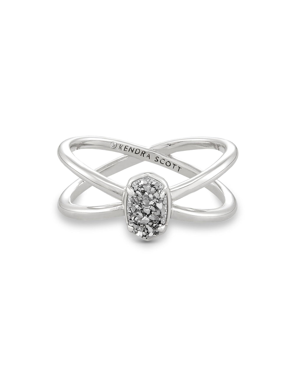 kendra scott ring 
Emilie Double Band Ring Silver in Platinum Drusy